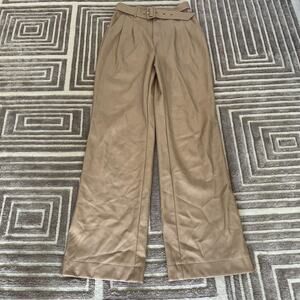 7 for all Mankind Tan Faux Leather Belted Wide Leg Pants XS